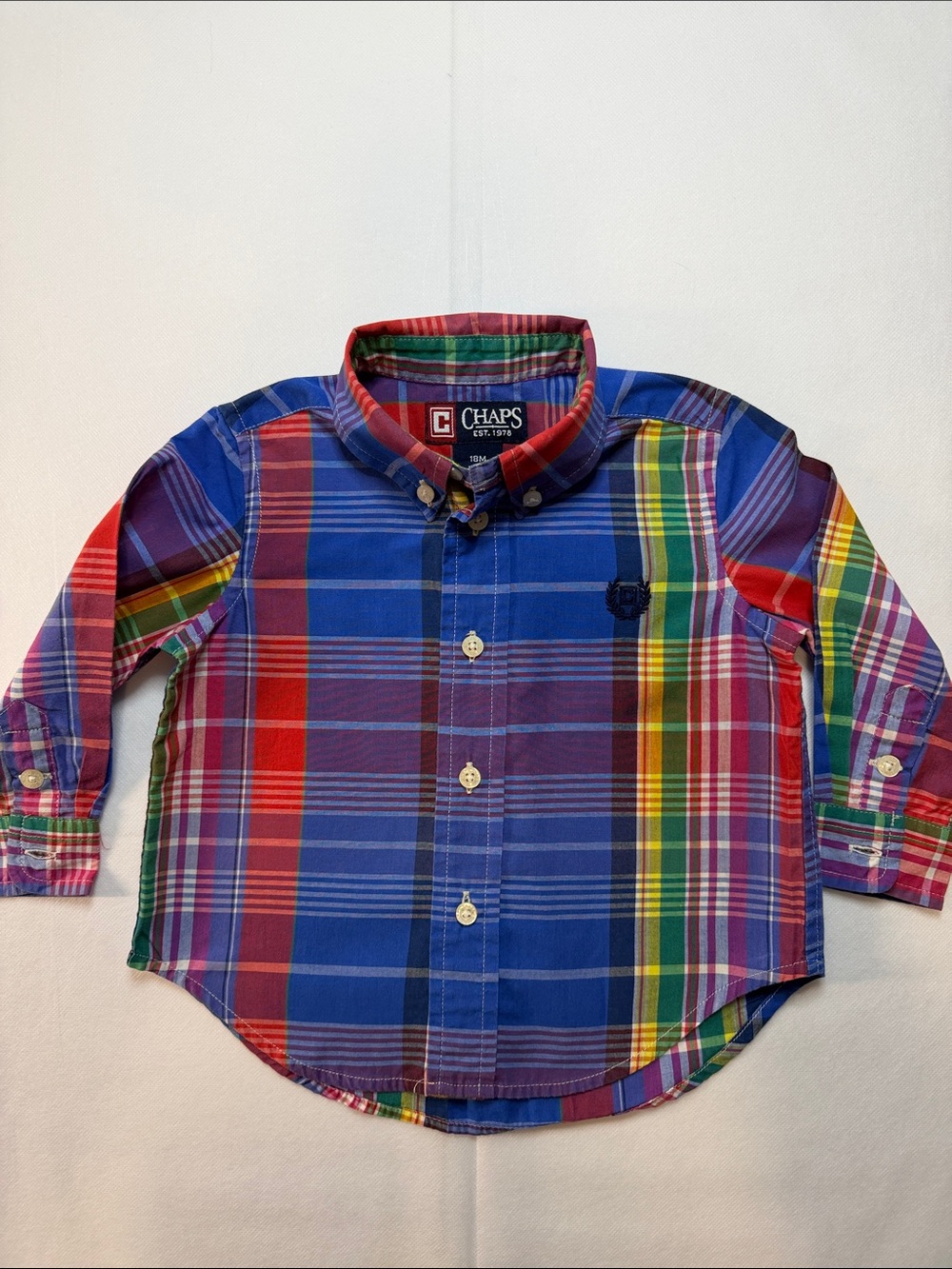 Chaps Multicolor Plaid Button-Down Shirt - Blue, Red, Green, Yellow